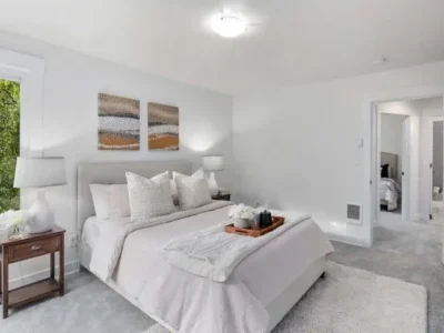 Mercer-Island-bedroom-and-whole-home-remodel Whole home remodel with guest bedroom, white colours and luxury carpets.